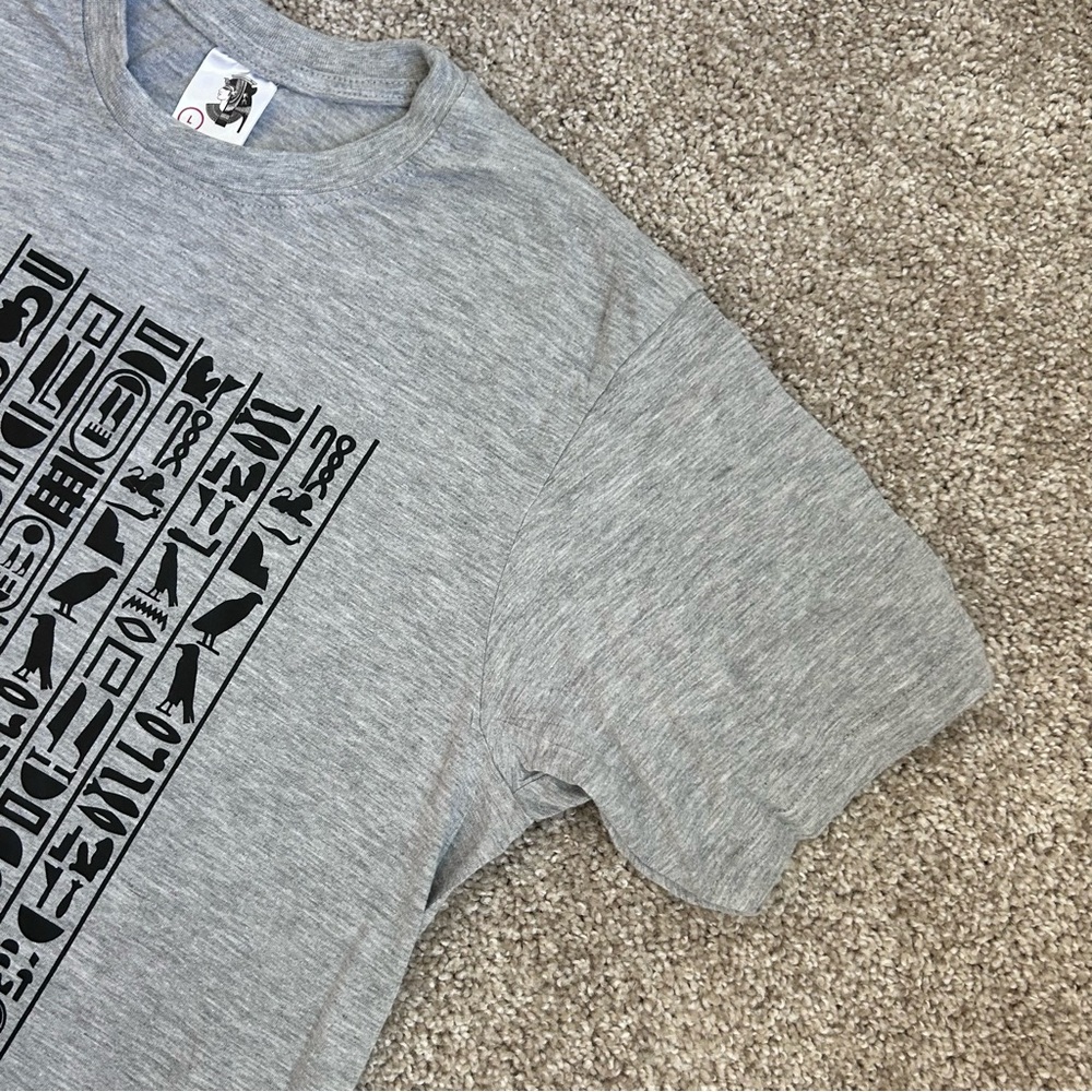 Kleopatra Empire Egypt Hieroglyphics Graphic T-Shirt Gray Mens Large L Souvenir - Picture 4 of 7